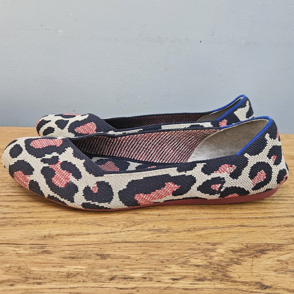 Rothy's The Flat Red Cat leopard print ballet slip-on flats size 10.5